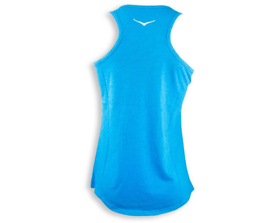 Hoka Womens Tank NZ - Hoka Logo Singlet Blue (SZA520814)